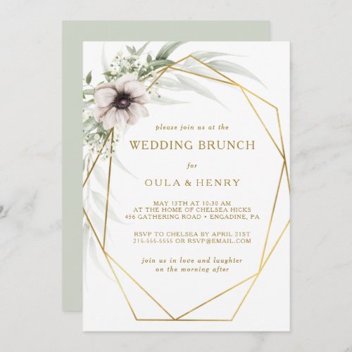 Eucalyptus Gold Geometric Wedding Brunch Invitation