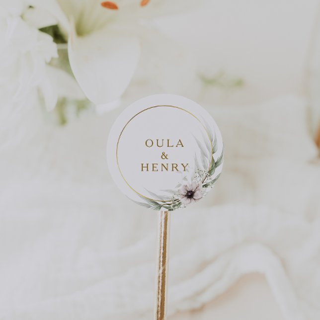 Eucalyptus Gold Geometric Wedding Envelope Seals (Creator Uploaded)