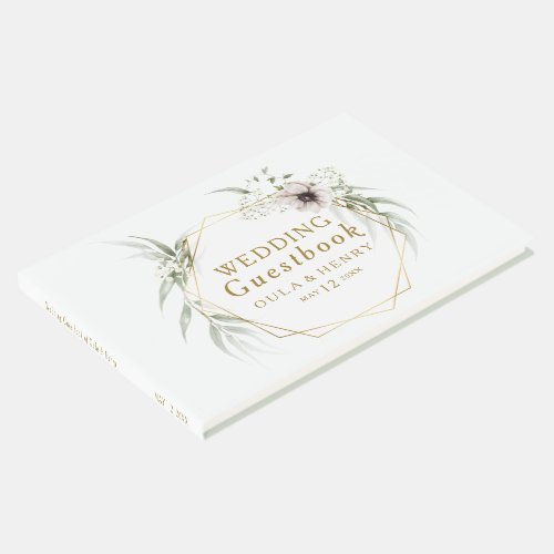 Eucalyptus Gold Geometric Wedding Guest Book