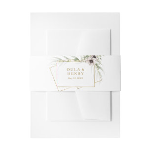 Eucalyptus Gold Geometric Wedding Invitation Belly Invitation Belly Band