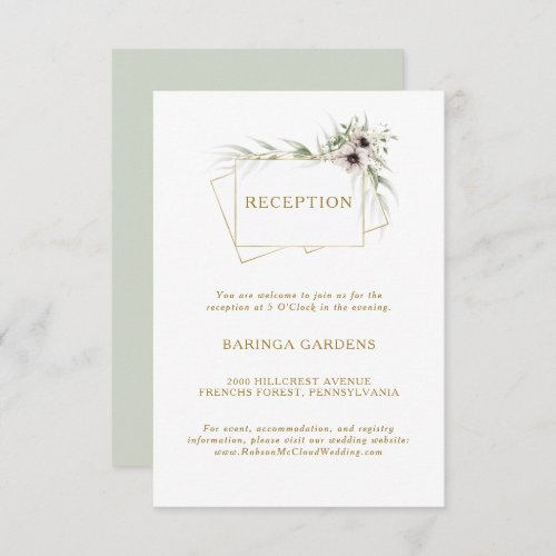 Eucalyptus Gold Geometric Wedding Reception Card