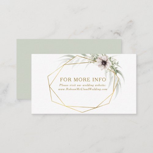 Eucalyptus Gold Geometric Wedding Website Enclosure Card