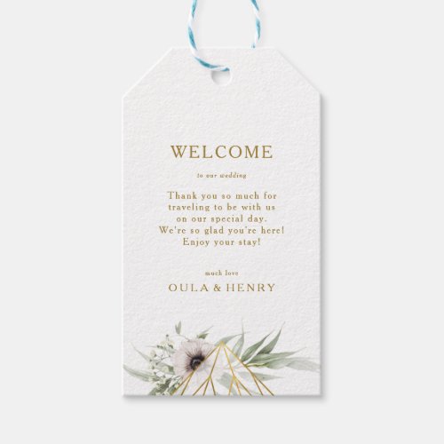 Eucalyptus Gold Geometric Wedding Welcome Gift Tags