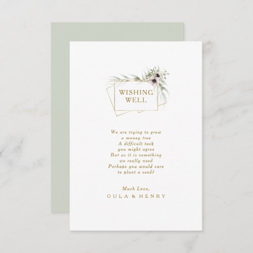 Eucalyptus Gold Geometric Wedding Wishing Well Enclosure Card