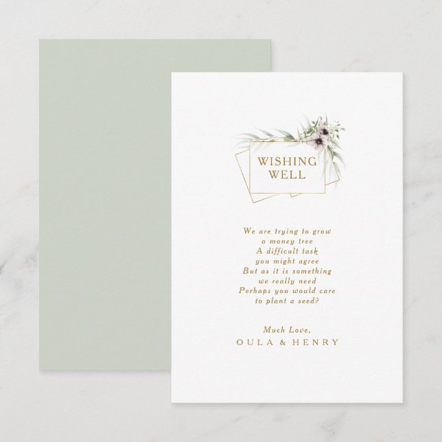 Eucalyptus Gold Geometric Wedding Wishing Well Enclosure Card (Front/Back)