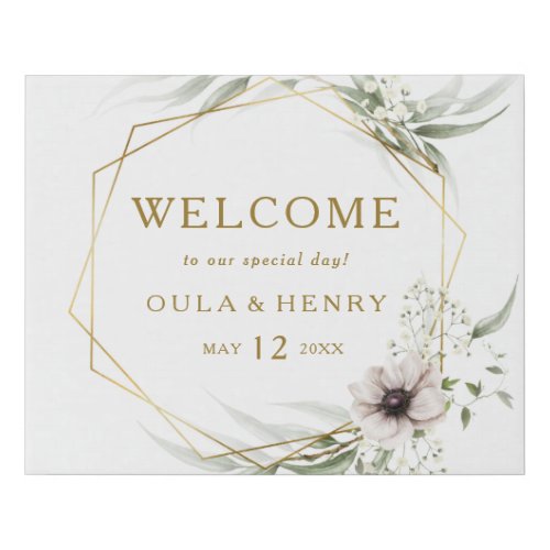 Eucalyptus Gold Geometric Welcome Canvas Print