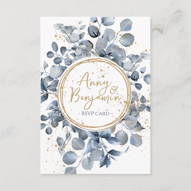 Eucalyptus Gold Glitter Code 01 - RSVP 3 Enclosure Card (Front)