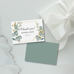 Eucalyptus Gold Glitter Foliage Wedding Thank you Note Card