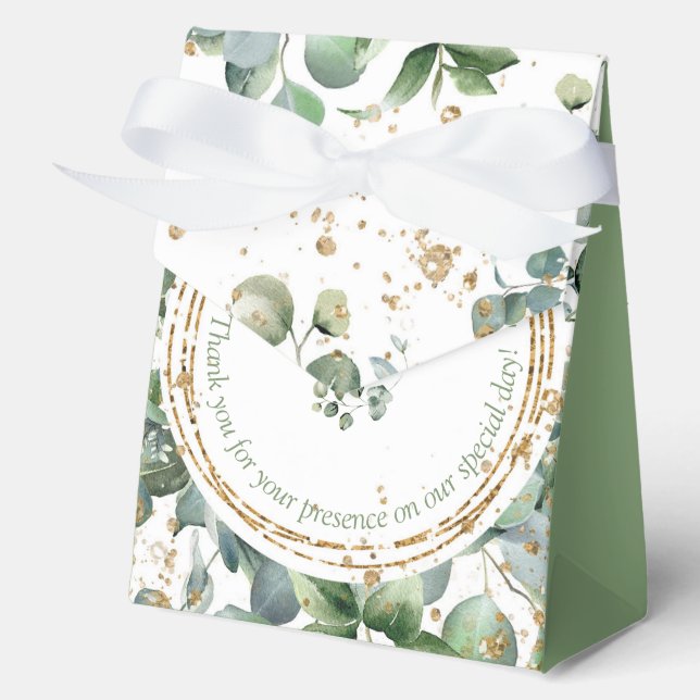 Eucalyptus Gold Glitter green Favor box 2 (Front)