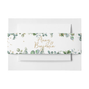 Eucalyptus Gold Glitter - Green Wedding Invitation Belly Band