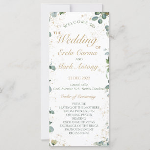 Eucalyptus Gold Glitter - Green Wedding Program