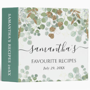 Eucalyptus Gold Glitter Recipes Photo Album 3 Ring Binder