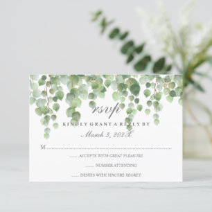 Eucalyptus Gold Glitter RSVP Card