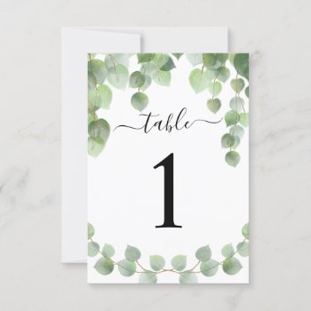 Eucalyptus Gold Glitter Table Number Place Card by Vineyard at Zazzle