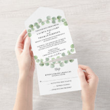 Eucalyptus Gold Glitter Wedding Invitation