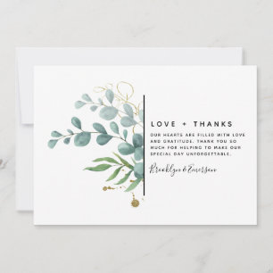 Eucalyptus Gold Glitter Wedding  Thank You Card