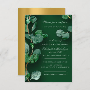 Eucalyptus Gold Green Bridal Birthday Anniversary Invitation