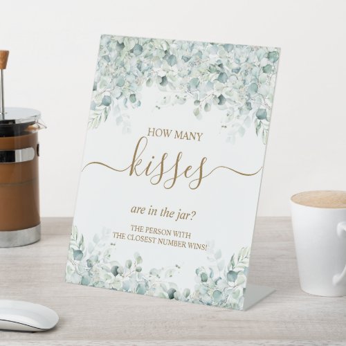 Eucalyptus  Gold How Many Kisses Are In The Jar  Pedestal Sign