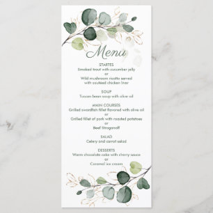 Eucalyptus Gold Leaves Wedding Menu