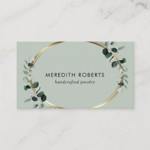 Eucalyptus Gold Metallic Sage Jewelry Designer Business Card