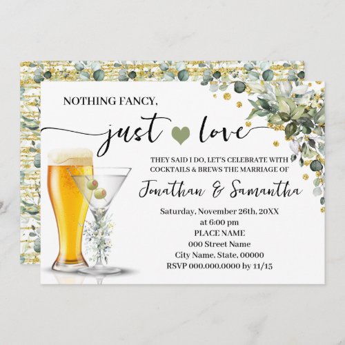 Eucalyptus Gold Nothing Fancy Just Love Elopement Invitation