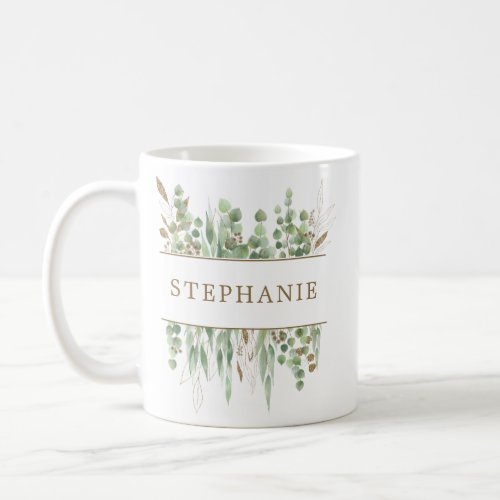 Eucalyptus Gold Personalized Bridesmaid Gifts Coffee Mug