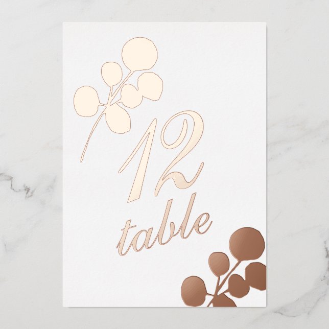 Eucalyptus Gold Pressed  Foil Table Number (Front)