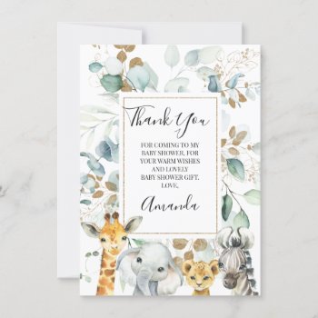 Eucalyptus Gold Safari Animals Baby Shower Card by figtreedesign at Zazzle