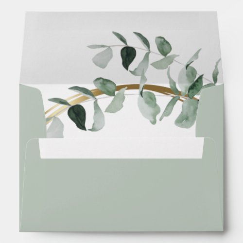 Eucalyptus Gold Sage Custom Wedding Envelope