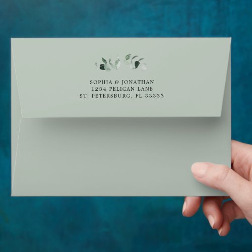 Eucalyptus Gold Sage Custom Wedding Envelope