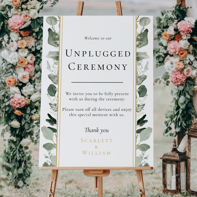 Eucalyptus Gold Sage Wedding Unplugged Ceremony Foam Board (Creator Uploaded)