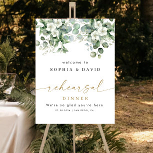 Eucalyptus Gold Script Rehearsal Dinner Welcome Foam Board