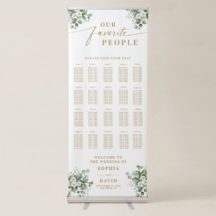 Eucalyptus Gold Script Wedding Seating Chart Retractable Banner