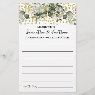 Eucalyptus Gold Share a Date Idea Shower Game Card Flyer