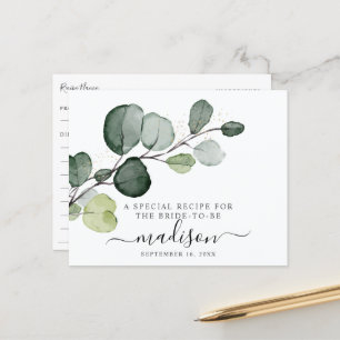 Eucalyptus Gold Splatter Bridal Shower Recipe Card