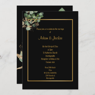 EUCALYPTUS GOLD TRIM ELEGANT WEDDING 2 INVITATION