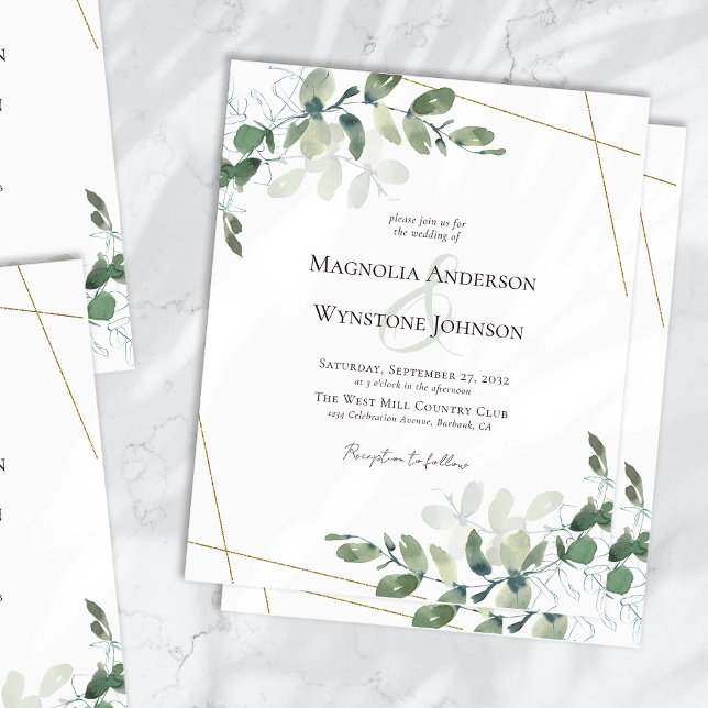Eucalyptus Gold Wedding Invitation (Creator Uploaded)