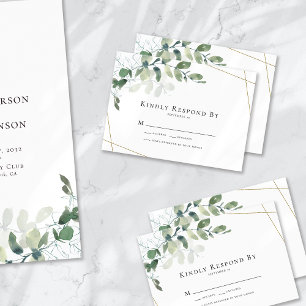 Eucalyptus Gold Wedding RSVP Card