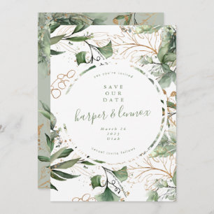 Eucalyptus Golden Boho Modern Fall Pampas Circle Save The Date