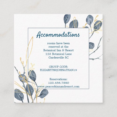 Eucalyptus Golden Garden Wedding Accommodation Enclosure Card