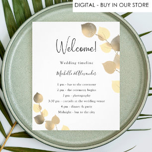 Eucalyptus golden wedding program budget flyer