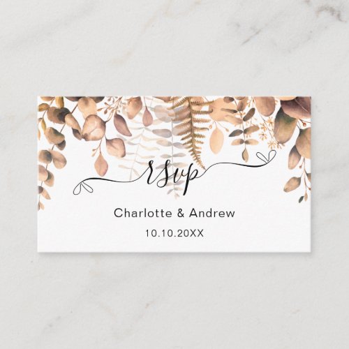 Eucalyptus golden wedding website RSVP QR code Enclosure Card