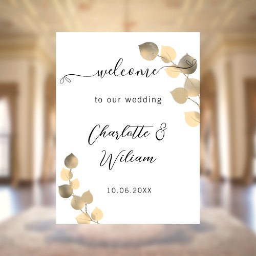 Eucalyptus golden wedding welcome poster