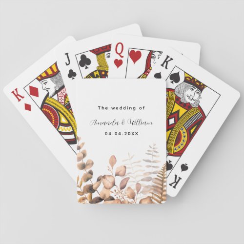 Eucalyptus golden woodland fern names fall wedding playing cards