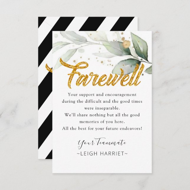 Eucalyptus Goodbye coworker farewell card (Front/Back)