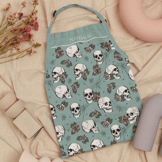 Eucalyptus Gothic Skulls and Roses Custom Name