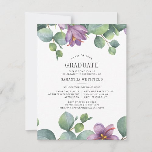 Eucalyptus Grad 2022 Greenery Moden Graduation Invitation