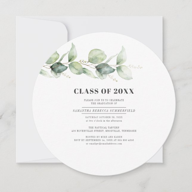Eucalyptus Grad 2022 Succulent Graduation Party Invitation (Front)