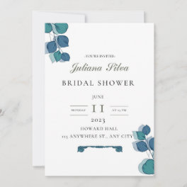 Eucalyptus green blue leaves elegant rustic invitation