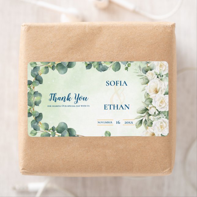 Eucalyptus Green Botanical Wedding Return Address Label (Insitu)
